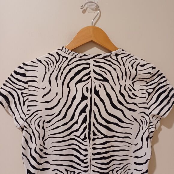 J. Mclaughlin Signature Catalina Cloth Zebra Animal Print Short Sleeve Top S - Picture 5 of 7